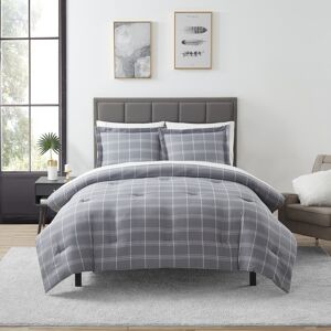 Sweet Home Collection Chambray Weave Plaid Bed in a Bag Comforter & Sheet Set Twin