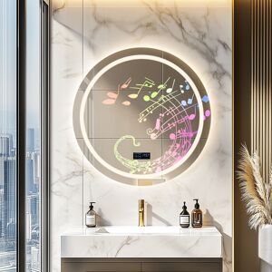 AESOME Smart LED Illuminated Fog-free Large Bathroom Mirror with Bluetooth Speakers, Digital Display 32