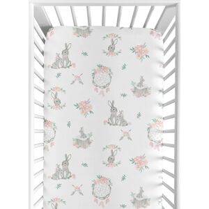 Sweet Jojo Designs Blush Pink Grey Woodland Boho Dream Catcher Arrow Gray Bunny Floral Girl Fitted Crib Sheet - Watercolor Rose 52.0 In. L X 28.0 In. W X 8.0 In. H