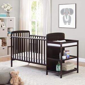 coffas Modern Espresso 3-in-1 Convertible Crib and Changer Combo 70.5 In. L X 30.5 In. W X 41.75 In. H