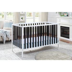 TONWIN Wood Toddlers Bed Island Crib White & Black 53.5 In. L X 29.75 In. W X 35.0 In. H