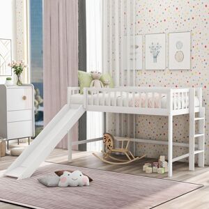 Twin Size Low Loft Bed with Ladder and Slide Twin