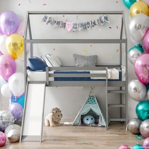 IGEMAN Twin Size Modern Loft Bed House Bed With Slide,Sturdy Construction Twin