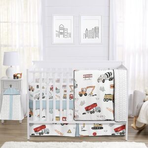 Red Blue Construction Truck Boy Sweet Jojo Designs 6p Crib Bedding +BreathableBaby Breathable Mesh Liner Chevron 12.0 In. L X 16.0 In. W X 5.0 In. H