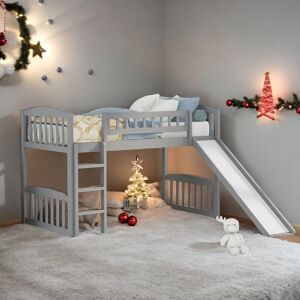 VANTOUL Twin size Loft Bed with Slide and Ladder, Maximized Space, Grey Twin