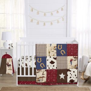 Sweet Jojo Designs Tan Brown Western Cowboy Boy 5p Nursery Crib Bedding Set Red Southern Country Blue and White Wild West Horse 12.0 In. L X 16.0 In. W X 5.0 In. H