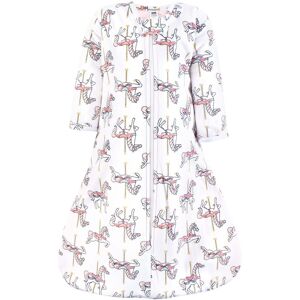 Hudson Baby Infant Girl Long Sleeve Plush Faux Fur Sleeping Bag, Wearable Blanket, Carousel Horse 6-12 Months