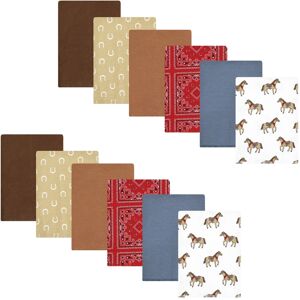 Hudson Baby Infant Boy Cotton Flannel Burp Cloths Bundle, Cowboy, One Size - Cowboy - One Size One Size