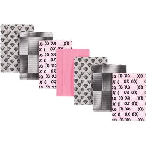 Hudson Baby Infant Girl Cotton Flannel Burp Cloths 7pk, Xoxo, One Size - Xoxo - One Size One Size