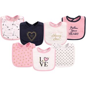Hudson Baby Infant Girl Cotton Bibs 7pk, Love, One Size - Love - One Size One Size