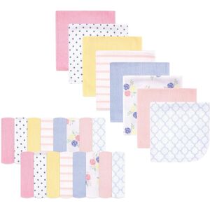 Hudson Baby Infant Girl Rayon from Bamboo Washcloth Bundle, Blue Pink Floral, One Size - Blue Pink Floral - One Size One Size