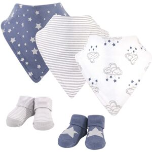Hudson Baby Infant Boy Cotton Bib and Sock Set 5pk, Cloud Mobile Blue, One Size - Cloud Mobile Blue - One Size One Size