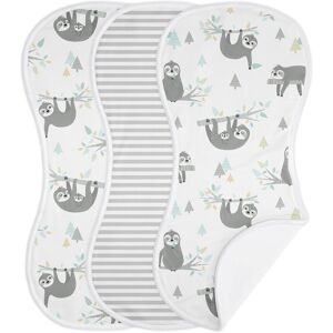Sweet Jojo Designs Blue Jungle Sloth Absorbent Burp Cloths 3 Pack Set Turquoise Grey and Green Gender Neutral Botanical Animal 20.0 In. L X 9.5 In. W X 0.1 In. H