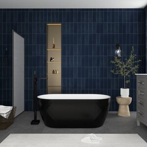 Jims Maison 59 Inches Acrylic Freestanding Flatbottom Soaking Bathtub with Drain Medium