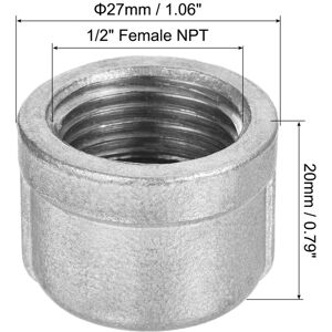 Unique Pipe Fitting Cap, 4 Pack Stainless Steel Pipe Cap for DIY 1/2