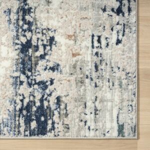 HomeRoots 5' X 7' Beige Cream Blue And Gray Abstract Stain Resistant Area Rug - 3'6 3'6