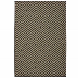 Homeroots 2' X 4' Black Geometric Stain Resistant Indoor Outdoor Area Rug - 6' x 7' 6' x 7'