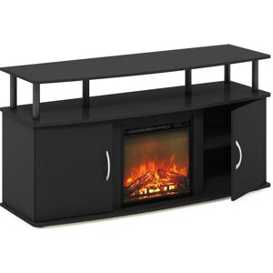 Furinno Jensen Living Room Fireplace Entertainment Center with Doors Storage Cabinet for TV up to 55 Inch 15.67 In. L X 47.24 In. W X 24.17 In. H