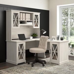 Lennox 60W Farmhouse Desk with Storage Cabinet by Bush Furniture Large