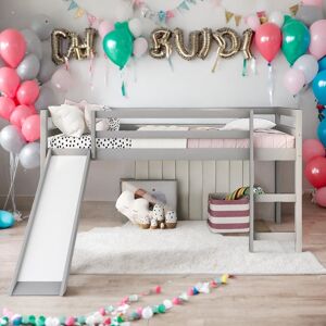 VANTOUL Stylish & Simple Twin Size Loft Bed with Slide, Sturdy Construction & Safety Guaranteed, Multifunctional Design, White Twin
