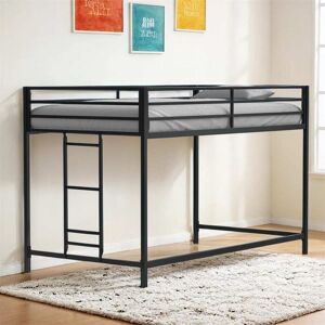 DEELIGHT Sturdy Junior Twin Loft Bed Black for Kids,Loft Bed with Guardrails Twin