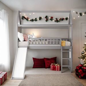 IGEMAN Twin Size Elegant Loft Bed House Bed With Slide,Sturdy Construction And Maximized Space Saving Twin