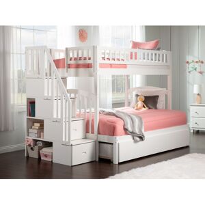 AFI Westbrook Staircase Bunk Twin over Full with Twin Trundle in White Twin