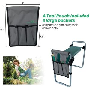 NINEDIN Outdoor-Indoor Kneeler and Seat Stool Foldable Bench with Tool Pocket 23.2 In. L X 10.6 In. W X 19.3 In. H