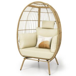 Moasis Outdoor Patio Wicker Egg Chair Oversized Basket Chair Lounger with Cushion 1