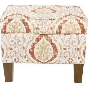 HomePop Square Hinged Top Storage Ottoman - Burnt Orange and Cream Medium