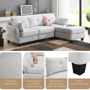 Kenroyhomey L-shaped Sectional Sofa,Charging Ports on Each Side w/ Storage Ottoman 92.0 In. W X 33.0 In. H X 63.0 In. D