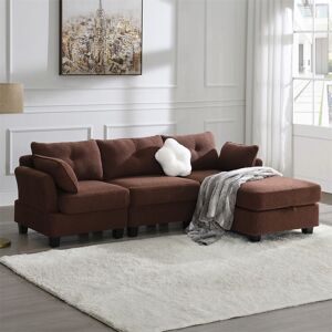 Kenroyhomey L-shaped Sectional Sofa,Charging Ports on Each Side w/ Storage Ottoman 92.0 In. W X 33.0 In. H X 63.0 In. D