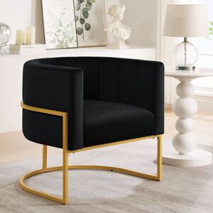 Sunmory Upholstered Velvet Accent Chair Arm Chair with Golden Metal Stand High Back