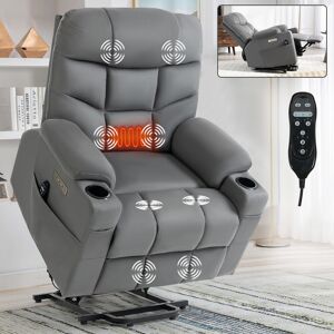 GEROJO Power Lift Recliner Massage Chair with Motor, 8-Point Vibration Massage, Lumbar Heating, Dual Cup Holders, USB & Type-C Ports Oversized