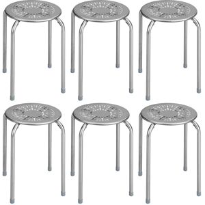 Costway Set of 6 Stackable Metal Stool Set Daisy Backless Round Top - See Details See Details