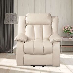 NINEDIN Leather Lift Chair Electric Power Recliners, Massage & Heating, Beige Standard