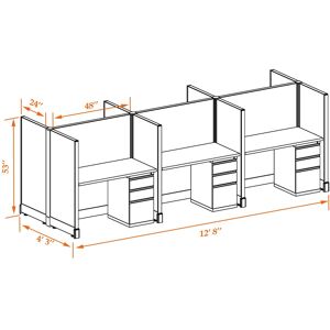 cubicles.com Office Cubicle Desk 53H 6pack Cluster Unpowered 2x4