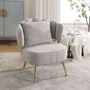 HOMEFUN Boucle Upholstered Tufted Single Leisure Chair with Golden Legs Standard