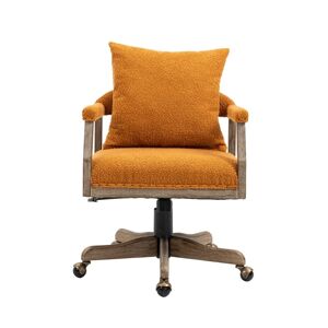 GEROJO Home Office Boucle Upholstered Swivel Chair with Ergonomic Back and Metal Legs Standard