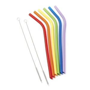 Cambridge 8-Piece Bent Silicone Straw Set 0.25 In. W X 0.25 In. H X 11.0 In. D