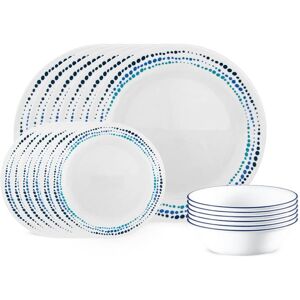 Green Scenic Vitrelle 18-Piece Service for 6 Dinnerware Set, Triple Layer Glass and Chip Resistant, Lightweight Round Plates and Bowls Set 15.0 In. L X 14.0 In. W X 13.0 In. H