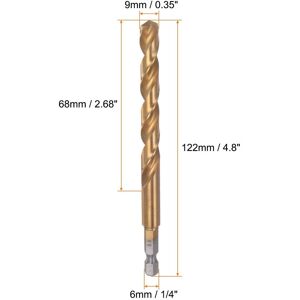 Unique M35 High Speed Steel Titanium Hex Twist Drill Bit with 1/4 9mm