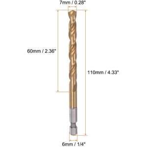 Unique M35 High Speed Steel Titanium Hex Twist Drill Bit with 1/4 7mm