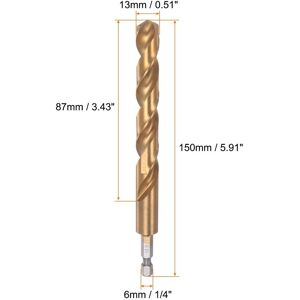 Unique M35 High Speed Steel Titanium Hex Twist Drill Bit with 1/4 13mm