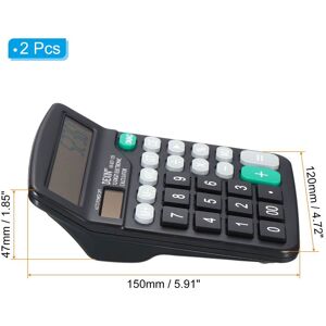 Unique 2Pcs Desk Calculator 12 Digits Large LCD Display Electronic Calculator Black