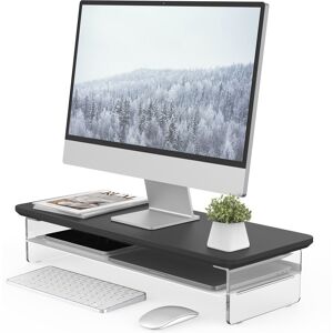 Fenge 23.6 Inches Acrylic Monitor Stand Riser with Metal Storage 23.5 In. L X 9.3 In. W X 4.7 In. H