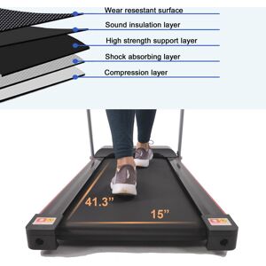 Flynama 2.5 HP Black Steel Foldable Electric Treadmill with Safety Key, LCD Display, Pad or Phone Holder and 3 Level Inclines 22.4 In. W X 40.5 In. H X 50.0 In. D