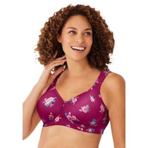 Plus Size Women's Microfiber Wireless Lightly Padded T-Shirt by Comfort Choice in Pomegranate Roses (Size 40 B) Bra