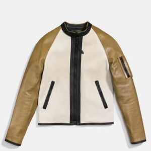 Coach Jackets & Coats Coach Racy Zip Racer Jacket Deerskin Leather Color: Cream/White Size: Xs