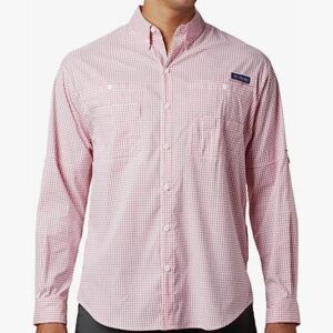 Columbia Shirts Columbia Pfg Men's Super Tamiami Long Sleeve Button Down Shirt Red Spark Gingham Color: Red/White Size: Xxl